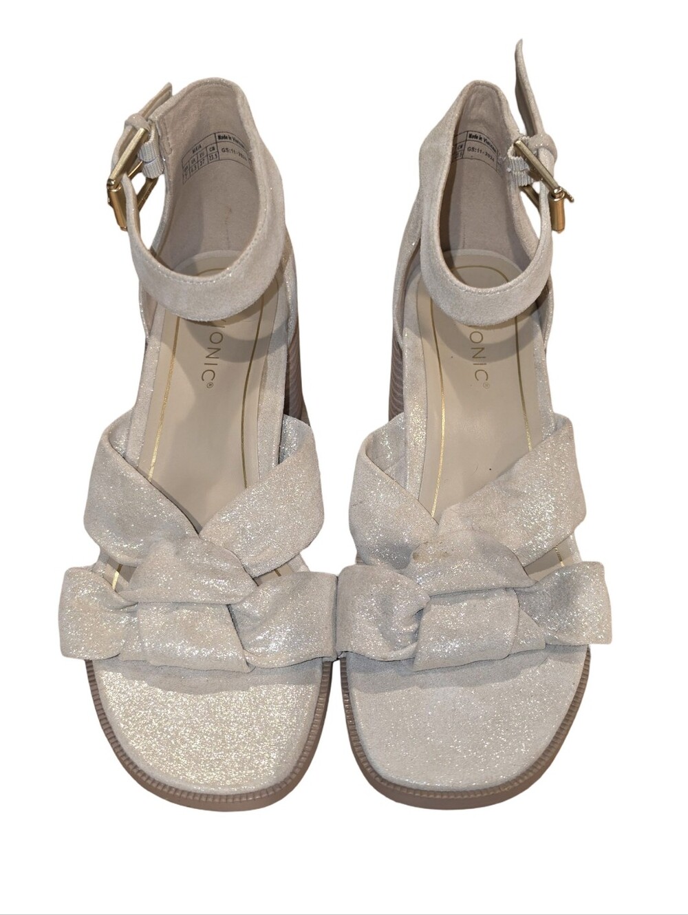 Vionic Women's Maia Sandals in gold metallic leather knotted strap Size 7 New - Picture 11 of 13